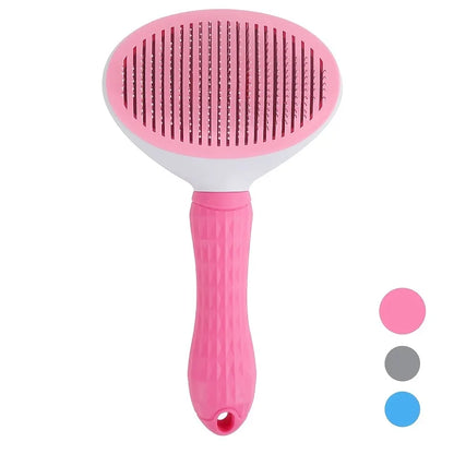 Effortless Grooming Pet Hair Removal Comb for Dogs and Cats - Automatic Slicker Brush with One-Click Function