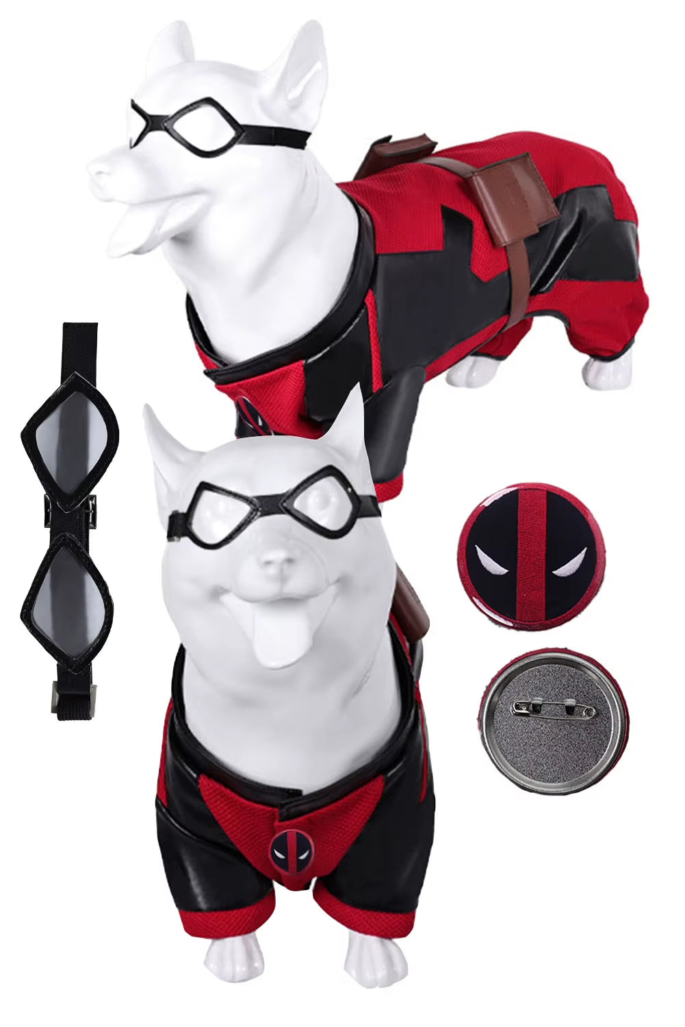 Pet Dog Halloween Costume - Red Pool Outfit with Goggles for Small and Large Dogs