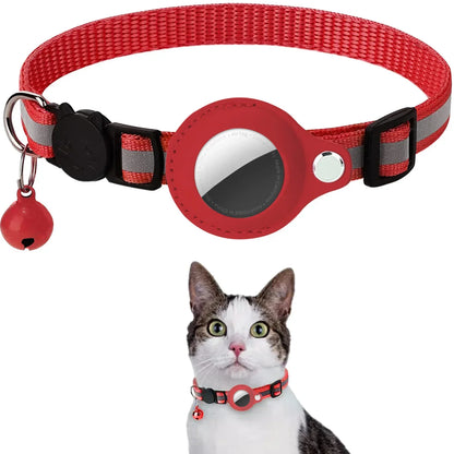 Adjustable Reflective Cat Collar with Detachable Airtag Holder Waterproof Anti-Lost Pet Collar for Kitten