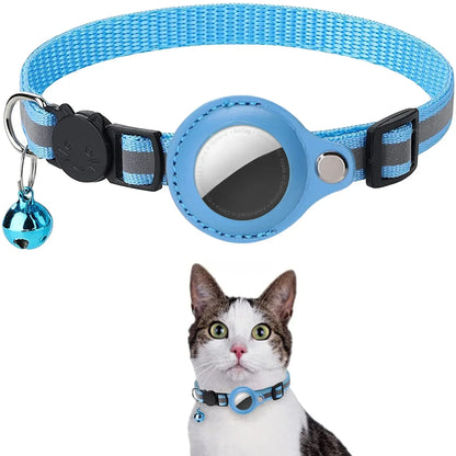 Adjustable Reflective Cat Collar with Detachable Airtag Holder Waterproof Anti-Lost Pet Collar for Kitten