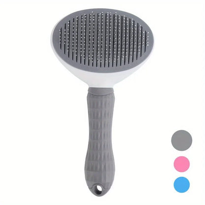 Effortless Grooming Pet Hair Removal Comb for Dogs and Cats - Automatic Slicker Brush with One-Click Function