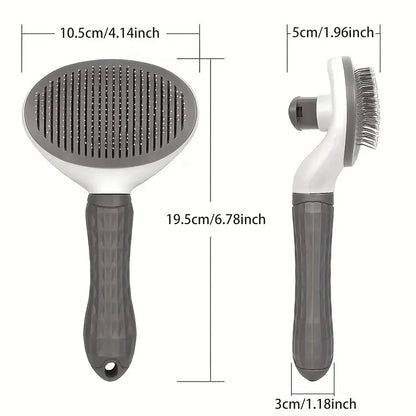 Effortless Grooming Pet Hair Removal Comb for Dogs and Cats - Automatic Slicker Brush with One-Click Function