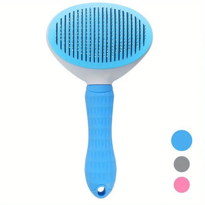 Effortless Grooming Pet Hair Removal Comb for Dogs and Cats - Automatic Slicker Brush with One-Click Function
