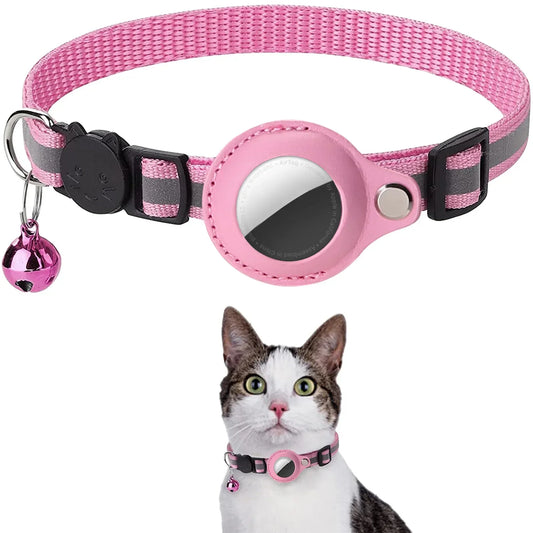 Adjustable Reflective Cat Collar with Detachable Airtag Holder Waterproof Anti-Lost Pet Collar for Kitten