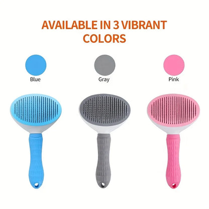 Effortless Grooming Pet Hair Removal Comb for Dogs and Cats - Automatic Slicker Brush with One-Click Function